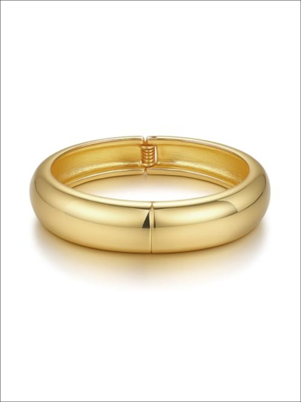 14K Gold Plated Chunky Bangle Bracelet Hinged Cuff Open Wide Women Jewelry
